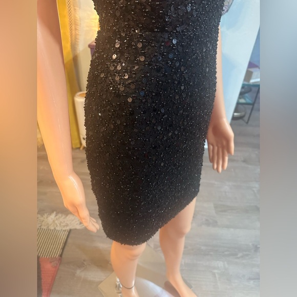 GIANNI BINI Black Sexy Sequin Mini Dress Sz 1 - NWT - Picture 5 of 16